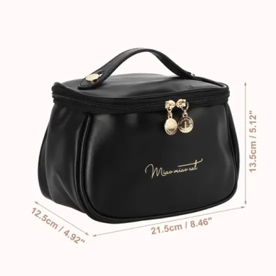 Unique Bargains PU Leather Waterproof  Travel Makeup Bag 1 Pc image {3}