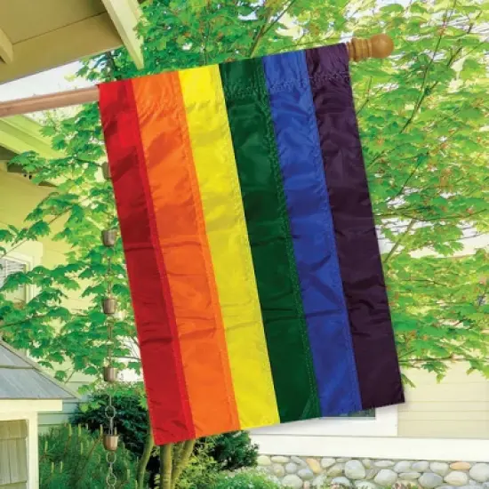 Rainbow Applique & Embroidered House Flag Pride 28" x 40" Briarwood Lane image {2}