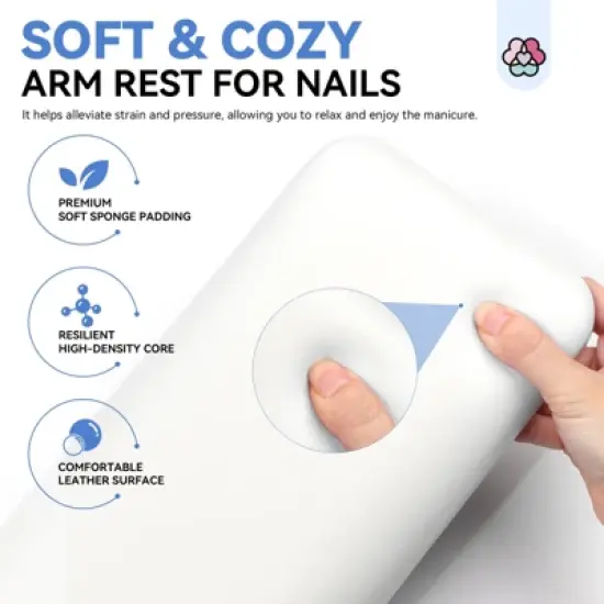 SAVILAND Pro Salon Armrest System - XL Ergonomic Hand Rest w/ Microfiber Leather Mat.(White) image {4}