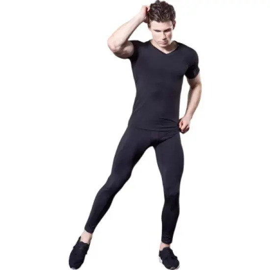 Anna-Kaci Active Men's V-Neck Short Sleeve Athletic Shirt with Stretch Fabric and Fitted Silhouette image {3}