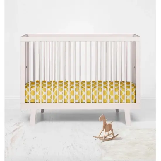 Bacati - Ikat Yellow Dots Muslin 100 percent Cotton Universal Baby US Standard Crib or Toddler Bed Fitted Sheet image {3}