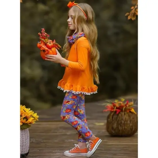Girls Carve Out Some Fun Tunic, Legging & Scarf Set - Mia Belle Girls image {5}