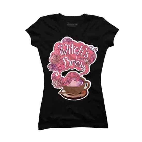 Junior's Design By Humans Witch's Brew Cup of Coffee Pretty Halloween Concoction Shirt By TronicTees T-Shirt image {2}