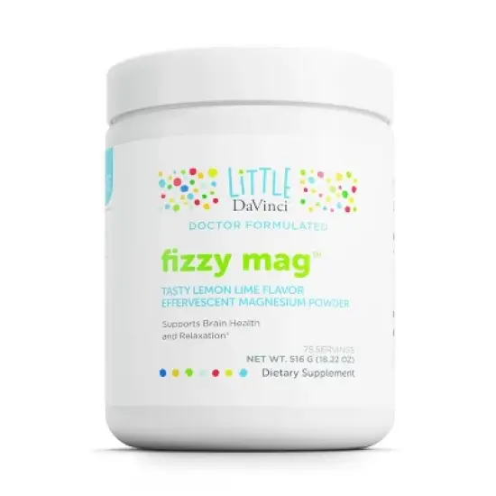 Little DaVinci Fizzy Mag - Effervescent Magnesium Supplement for Kids to Support Brain Health and Relaxation* - Lemon Lime Flavor - 516 g, 75 Servings image {6}
