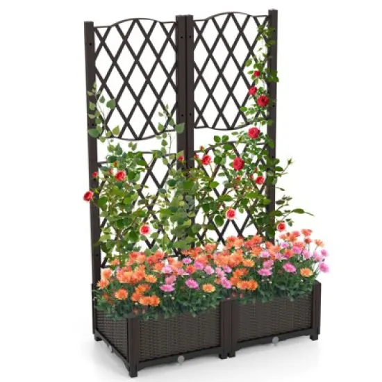 Tangkula Raised Garden Bed w/Trellis Planter Box for Climbing Plants 32" x 16" x 53" image {9}