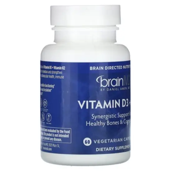 BrainMD Vitamin D3 + K2, 60 Vegetarian Capsules image {3}