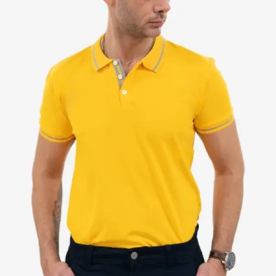 X RAY Men's Basic Short Sleeve Tipped Polo image {16}