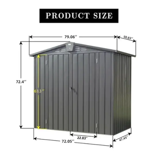 LOVMOR 6x4 FT Outdoor Storage Shed with Sloping Roof Galvanized Steel Frame, for Backyard Lawn or Patio of Bikes, Grills, Supplies, Tools, Toys image {1}