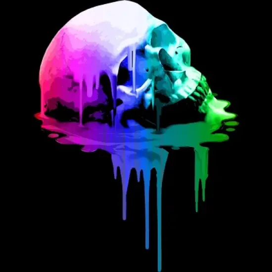 Junior's Design By Humans Melting Skull with Vibrant Colors By robotface T-Shirt image {1}