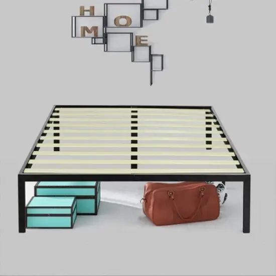 Continental Sleep, 14 Inch Metal Platform Bed Frames with Wood Slat Support / No Box Spring Needed,  image {1}