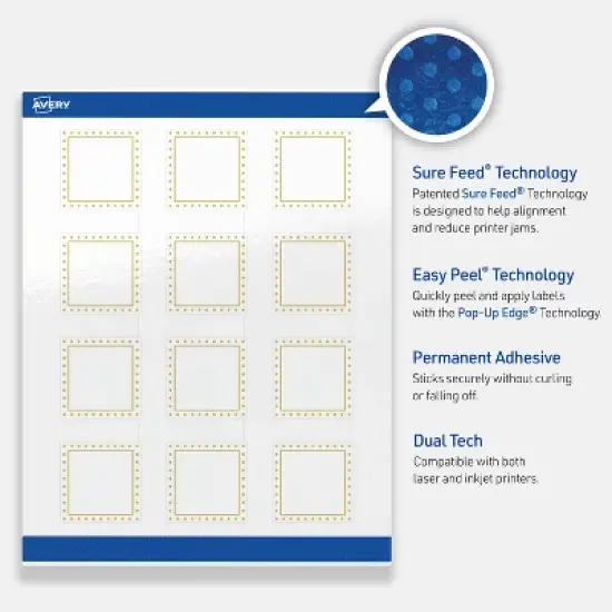 Avery 2" x 2" Labels, Gold Border with Gold Dots, 120 ct image {2}