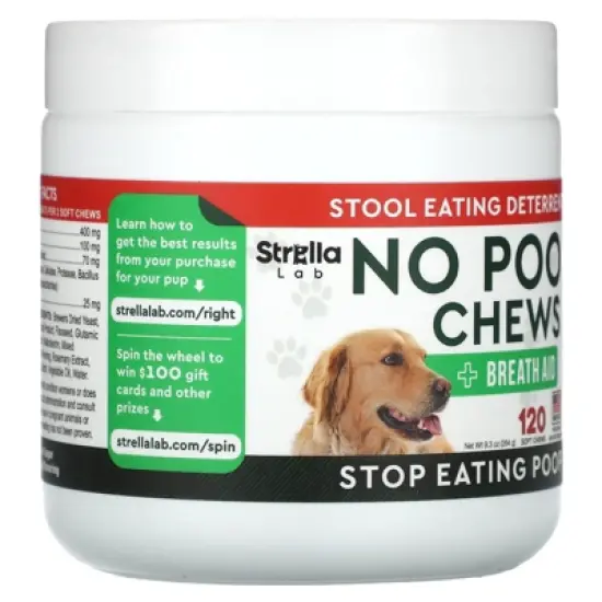StrellaLab No Poo Chews, For Dogs And Cats, 120 Soft Chews, 9.3 oz (264 g) image {2}