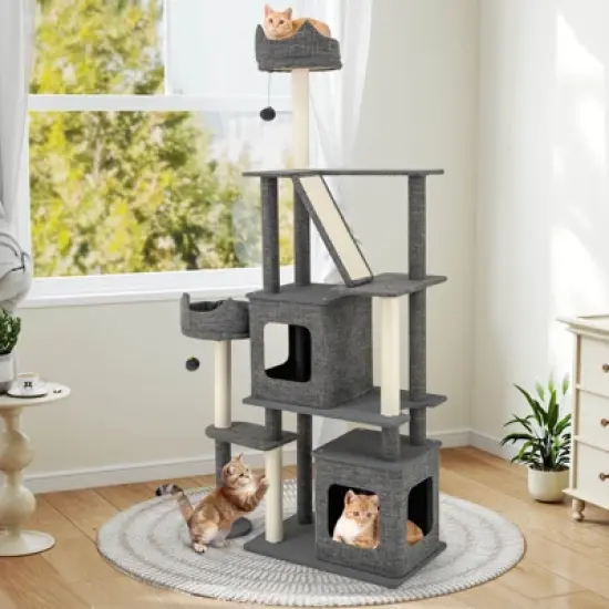 Costway 71&rdquo; Tall Cat Tree Multi-Level Large Cat Tower w/ Scratching Posts for Indoor Adult Cats & Kittens image {2}