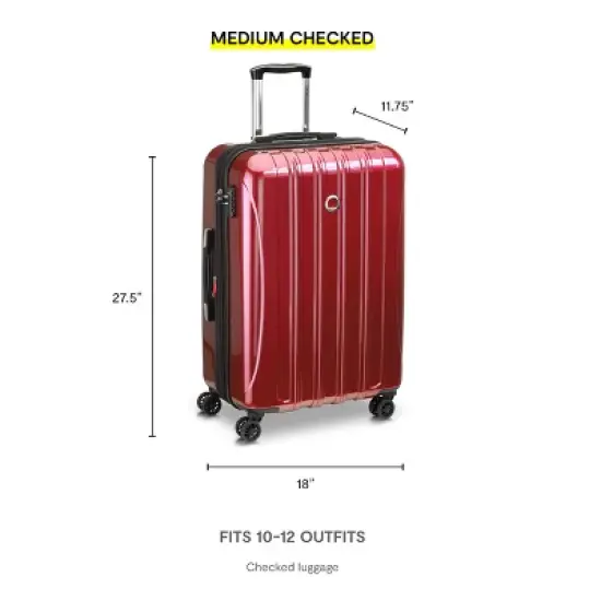 DELSEY Paris Aero Expandable Hardside Medium Checked Spinner Upright Suitcase - Red image {2}