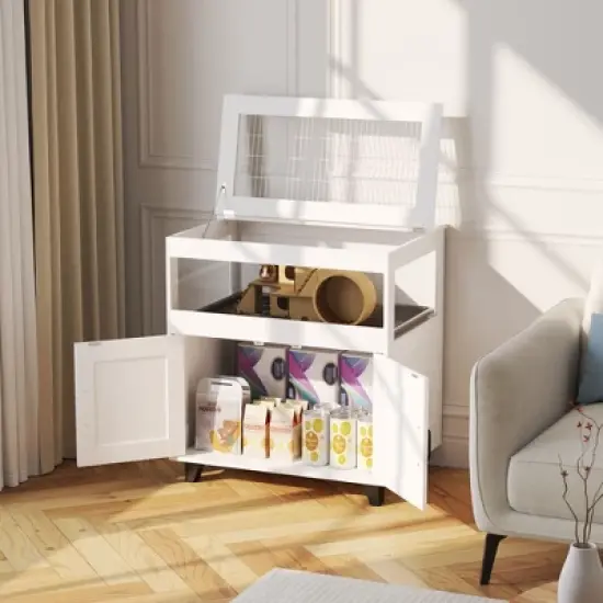 Famapy White Small Pet Cage Hamster Cage with a Pull-Out Tray and a Flip-Top Metal Mesh &ndash; Designed for Easy Cleaning and Convenient Feeding image {14}