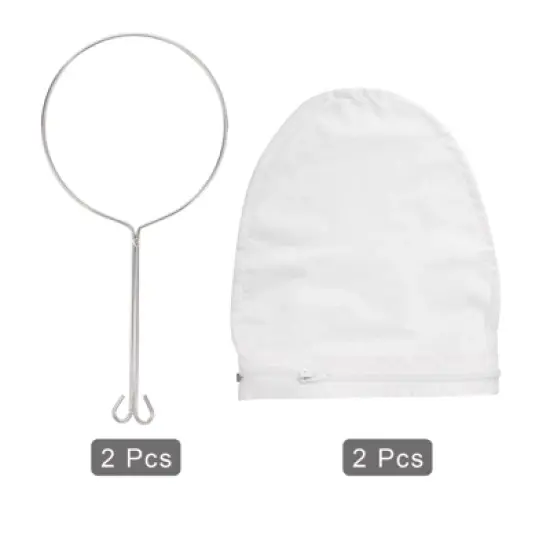 Unique Bargains Stainless Steel Reinforced Frame Cloth Mesh Sturdy Handle Mesh Strainer Bag 2 Sets image {2}