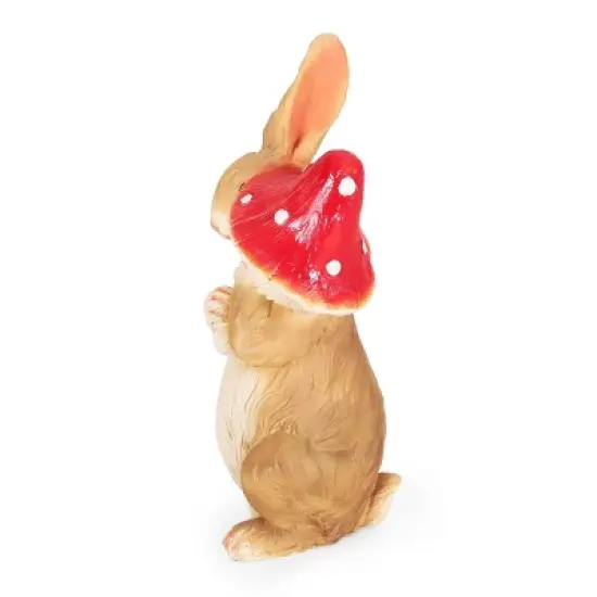 24" Concrete Hogeland Outdoor Rabbit Garden Statue - White and Brown - Christopher Knight Home image {5}