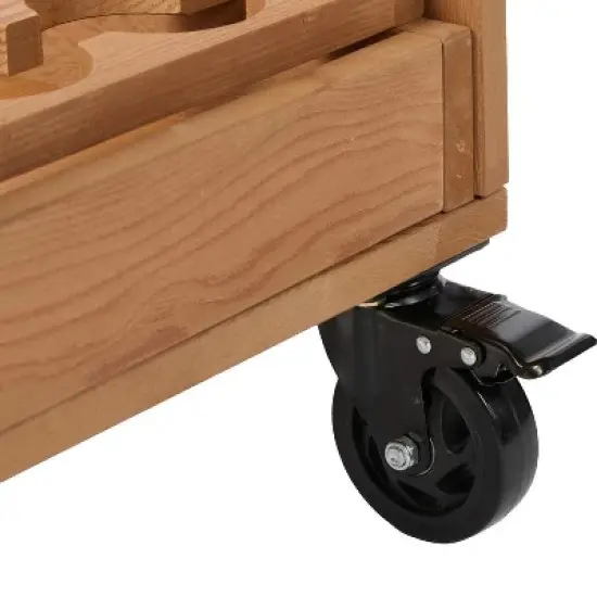 Whisen Wooden Garden Cart with Wheels & Metal Top image {11}