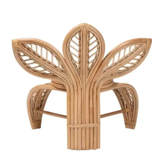 bali & pari Gresham Natural Rattan Leaf Accent Chair White/Natural Brown: Handcrafted, Foam Cushioned, No Assembly Required image {4}