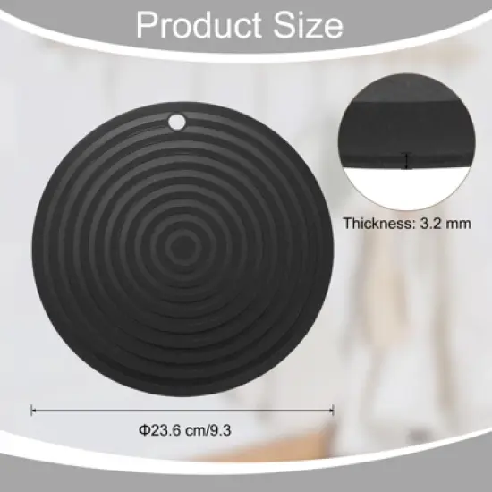 Unique Bargains Round Heat Resistant Silicone Trivet Mat with Hang Hole 2 Pcs image {1}