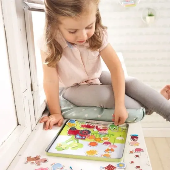 HABA Peter and Pauline's Farm Magnetic Game with 4 Background Scenes in Storage Tin image {2}