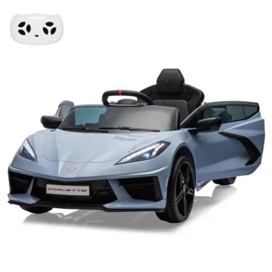 Ride on Sports Car, 12V Battery Powered Car for Kids, Licensed Corvette Kids Electric Car Toy, with RC, Visual Dashboard, Music image {7}