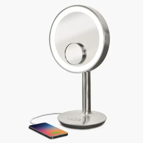iHome Vanity Mirror with Lights and Bluetooth Speaker and USB Charging Port &ndash; Silver (iCVBT82) image {4}