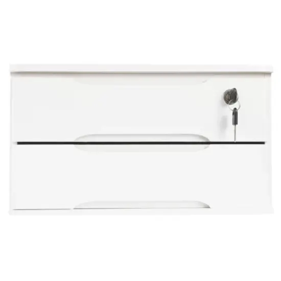 YIYIBYUS 2 Tiers Wooden Desktop Storage Box with Lockable Drawers image {8}