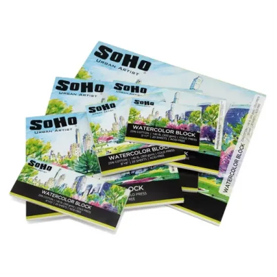 SoHo Urban Artist Watercolor Blocks - 140lb 20 Sheets Cold Press, Professional, Sustainable, Acid-Free image {5}