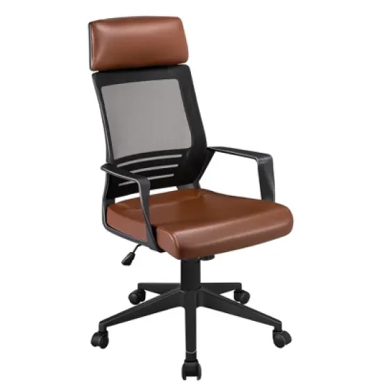 Yaheetech Swivel Office Desk Chair Study Work Chair with Headrest Lumbar Support Rolling Wheels image {10}