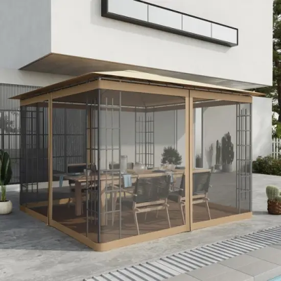 Outsunny Universal Mesh Sidewall Netting Replacement for Gazebos and Canopy Tents with Zippers, (Sidewall Only) image {2}