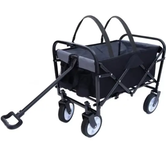 YONWAY Foldable Wagon Cart with Strapping System, Beach Wagon, Utility Cart,for Camping Shopping Sports Gardening Fishing Supports 225 Lbs image {7}
