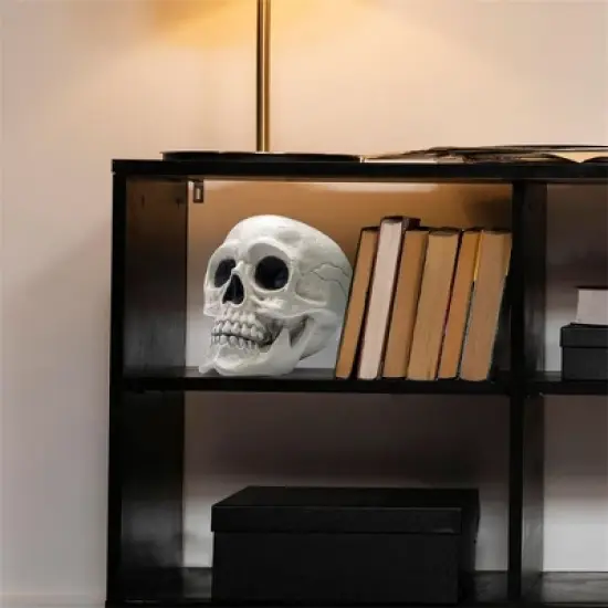 Joyfy Halloween Skeleton Decorations 7.5" Plastic Skull Human Head Bone Indoor Outdoor Decor Spooky Scene Party Favors Haunted House Graveyard Props image {7}