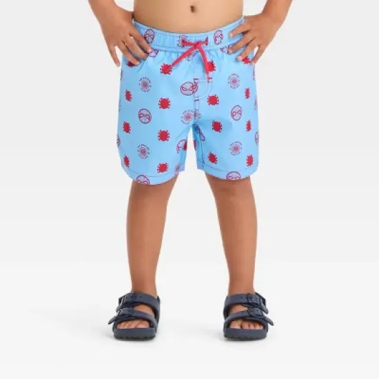 Toddler Boys' Marvel Spider-Man Swim Shorts - Light Blue image {3}