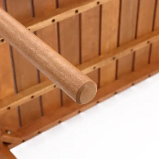 LuxenHome Natural Solid Wood 40-Inch Long Rounded Rectangle Outdoor Coffee Table Brown image {6}