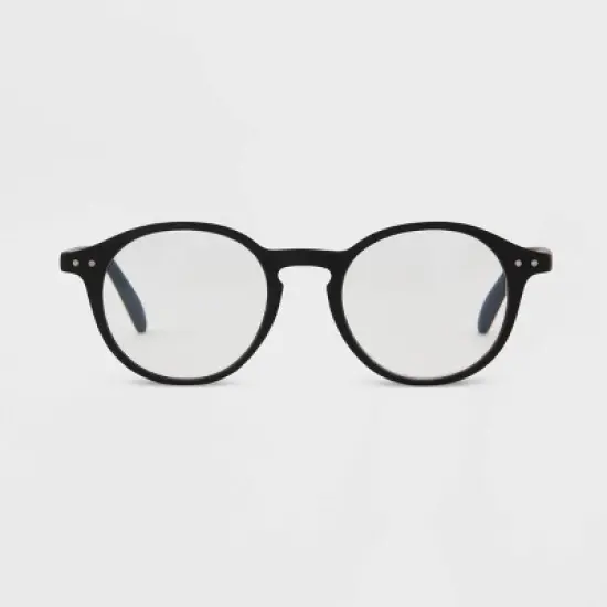 Women's Matte Black Round Blue Light Filtering Reading Glasses - Universal Thread&trade; Black image {3}