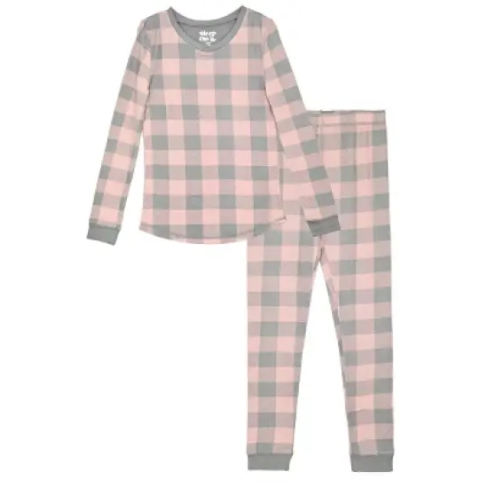 Sleep On It Girls Super Soft 2-Piece Snug Fit Pajama Set - Plaid image {5}