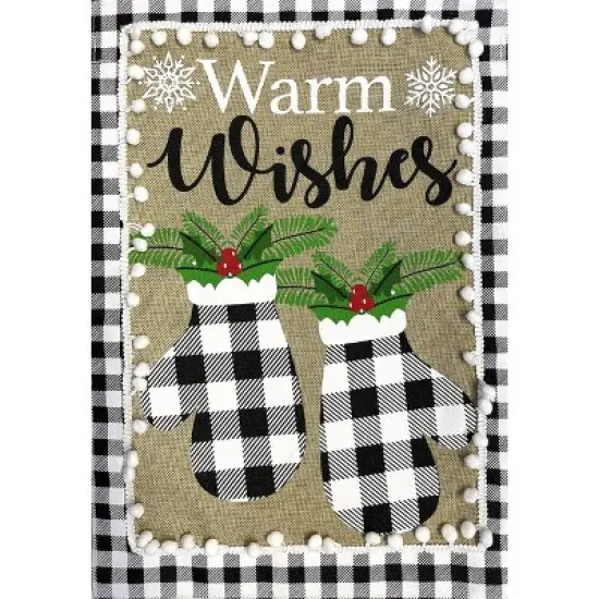 Briarwood Lane Checkered Mittens Burlap Winter Garden Flag Warm W image {4}