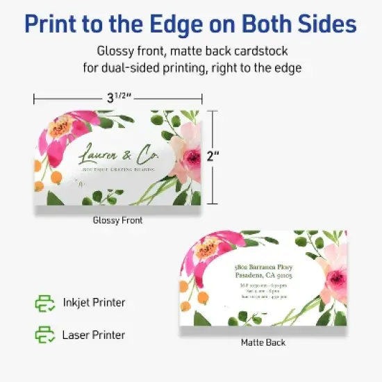 Avery Rectangle Business Cards, 2" x 3-1/2", Glossy White, 80 Total image {5}