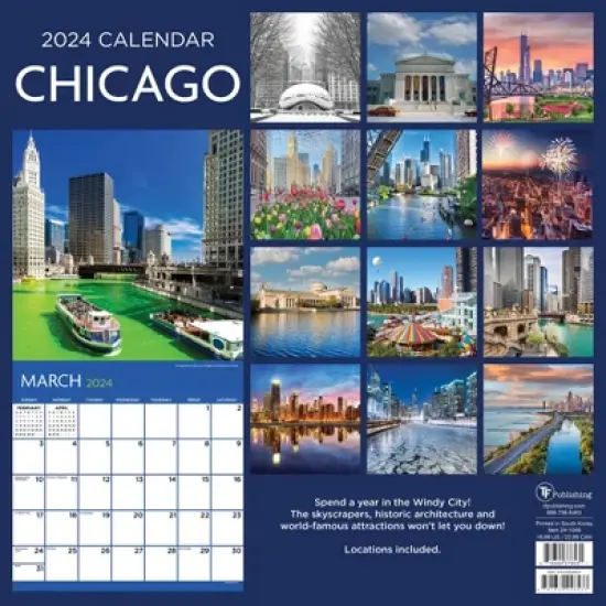 TF Publishing 2024 Wall Calendar 12"x12" Chicago image {4}