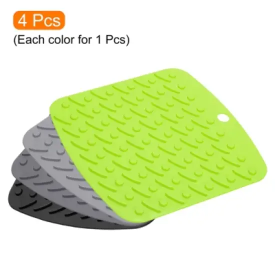 Unique Bargains Silicone Heat Resistant Trivet Pads 4 Pcs image {2}