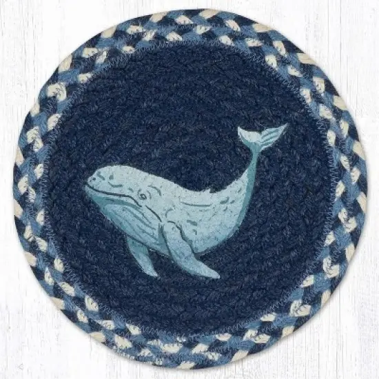 Earth Rugs Ocean-Themed Rustic Decor &ndash; Hand-Stenciled Beluga Whale on Jute image {3}