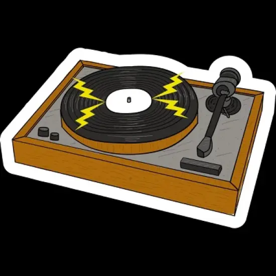 Junior's Design By Humans Cartoon Vinyl Record Turntable By MusicoIlustre T-Shirt image {1}