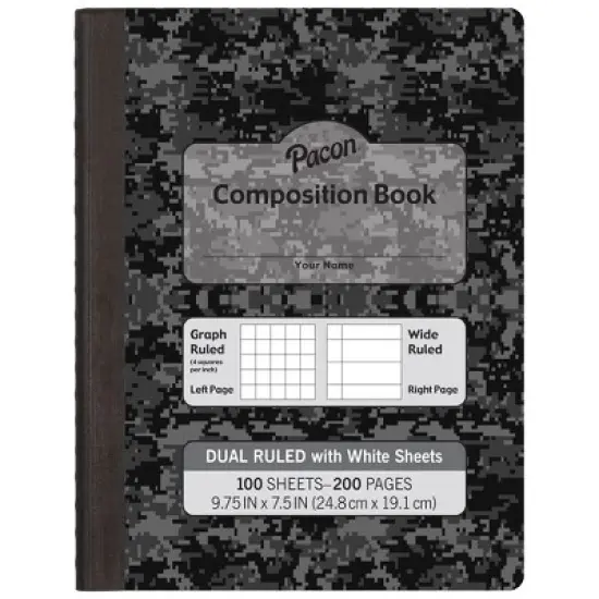 Pacon&reg; Dual Ruled Composition Book, Dark Gray Marble, 1/4" Grid & 3/8" Wide Ruled, 9-3/4" x 7-1/2", 100 Sheets, Pack of 6 image {1}