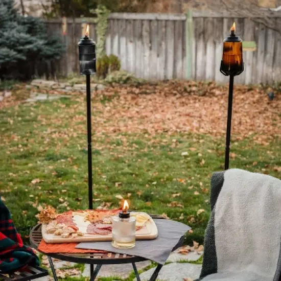 TIKI 68" 2pk Carved Torch Glass Black image {4}