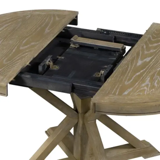 5 PCS Extendable Wood Dining Table Set with Round Table and 4 Upholstered Chairs-ModernLuxe image {11}