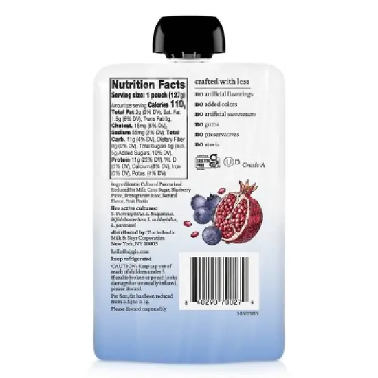 siggi's Blueberry Pomegranate Acai Traditional Yogurt - 4.5oz image {6}