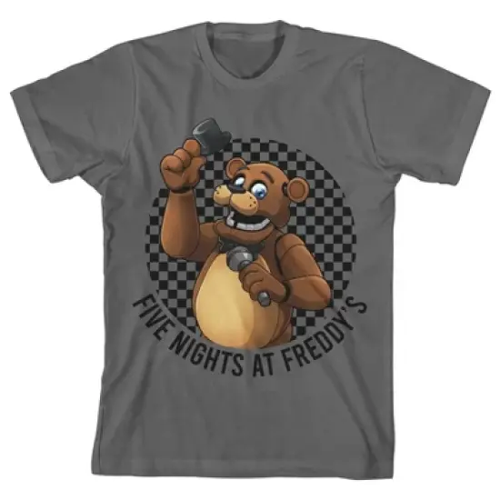 Five Nights At Freddy's Freddy Fazbear Hat Tip Boy's Charcoal T-shirt image {2}
