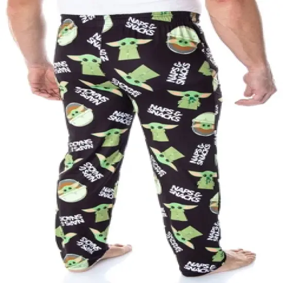 Star Wars Men's Baby Yoda Snacks And Naps Sleep Lounge Pajama Pants image {2}