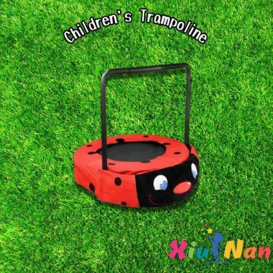 Hachikiko Black & Red Ladybug Foldable Kids Trampoline - Indoor/Outdoor Bouncer for Ages 3-7, Safe Iron Frame image {8}